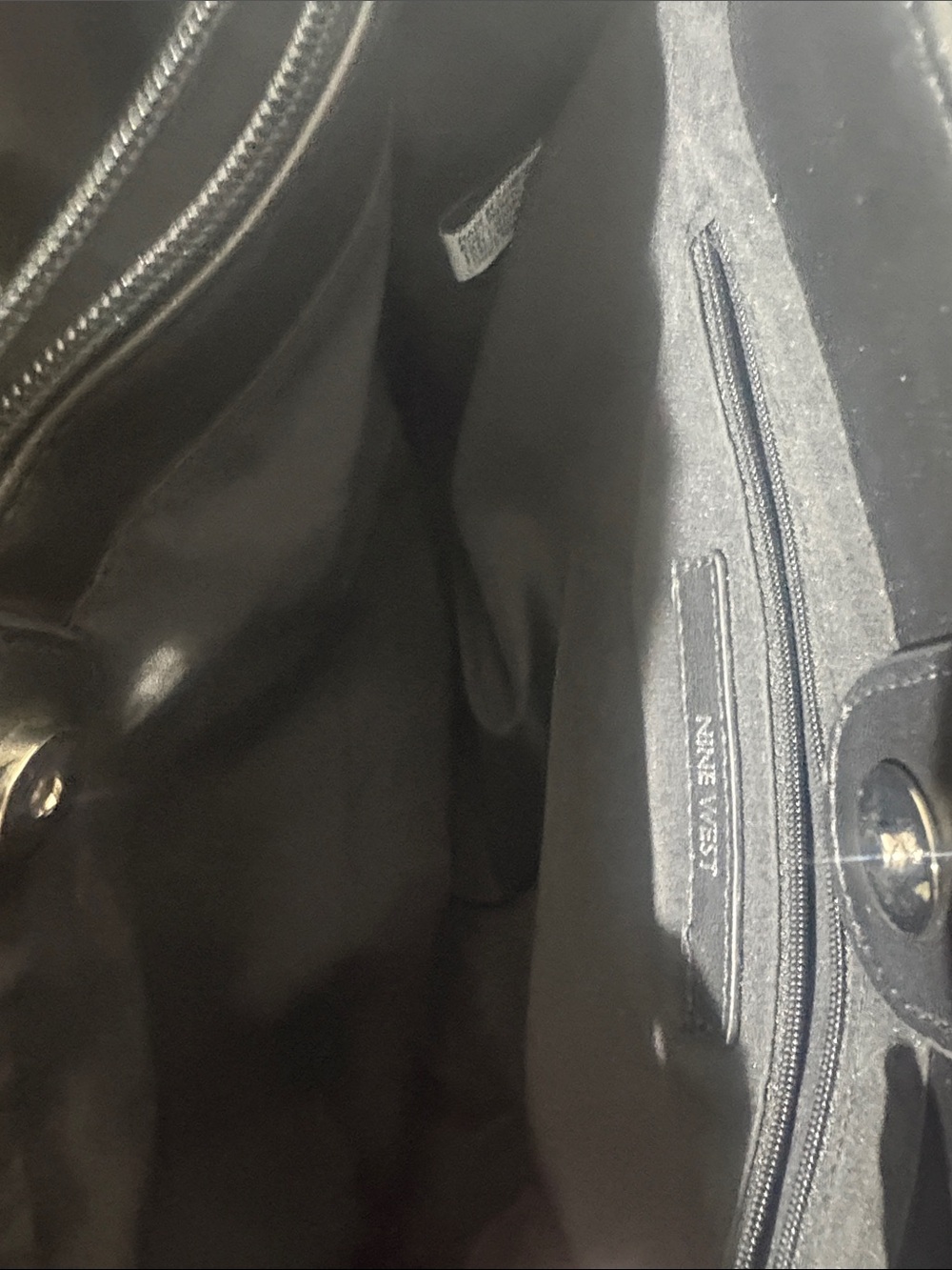 Nine West Black Embossed Logo Tote with Top Handles - Picture 3 of 6